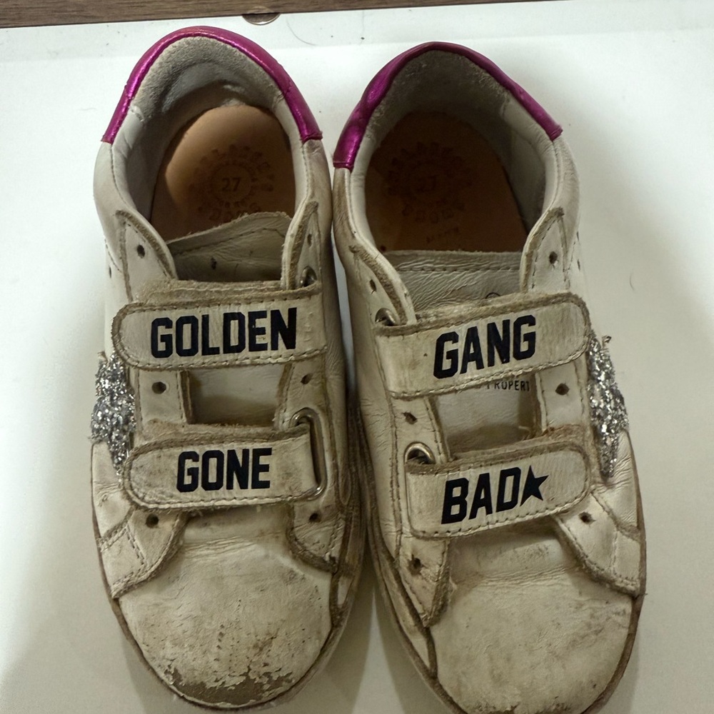 Golden Goose  White and Pink Sneakers